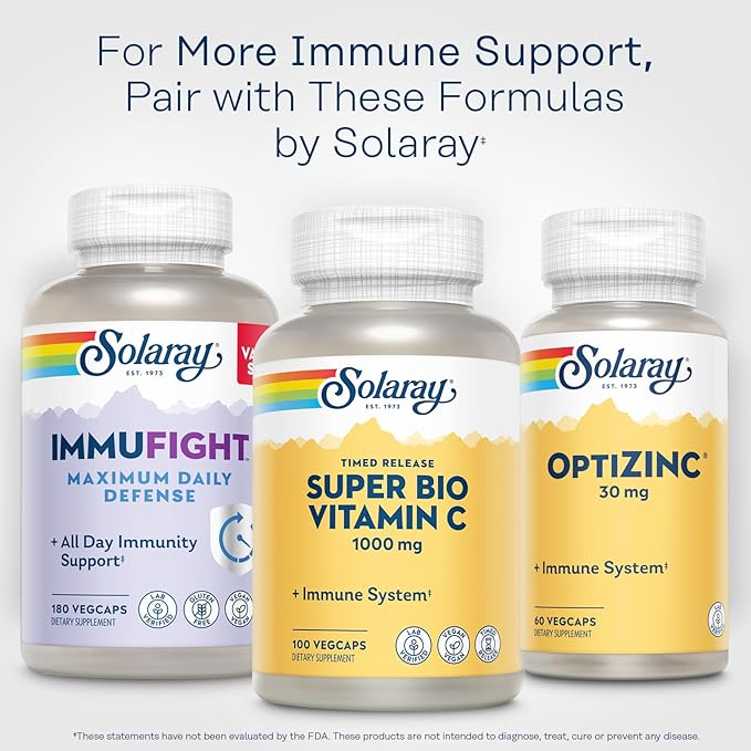 SOLARAY Super Bio Buffered Vitamin C 1000mg, Two-Stage, Timed Release Vitamin C with Bioflavonoids, Immune Support Supplement - High Absorption, Vegan, 60 Day Guarantee, 50 Servings, 100 VegCaps