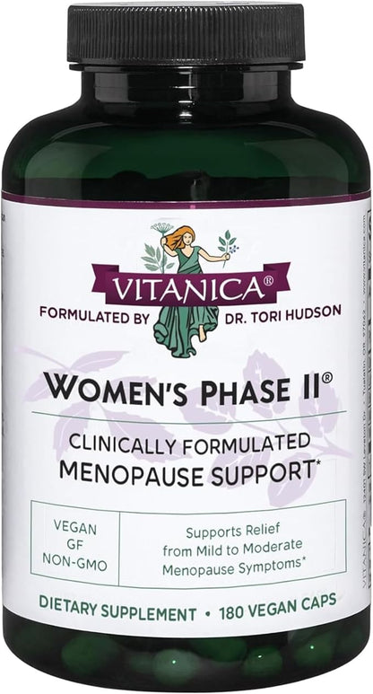 Vitanica Women's Phase II, Menopause Support, Vegan, 180 Capsules