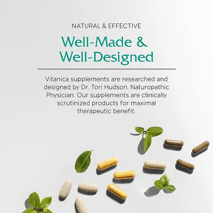 Vitanica Sleepblend, Non Habit Forming Sleep Support Supplement, with Melatonin, Valerian Root, Passionflower and Hops, Vegan, 60 Capsules
