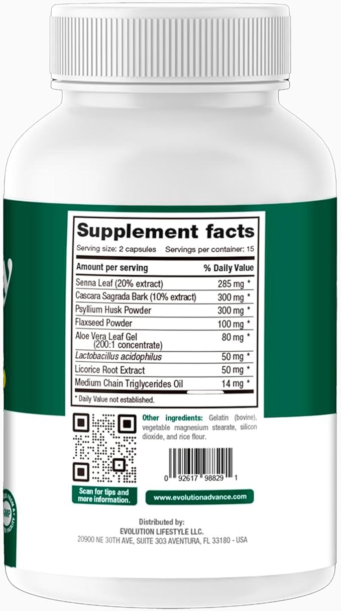 Evolution Advance Sport Nutrition Colon Cleanser – Supports Gut Health, and Constipation Relief (30 Capsules)