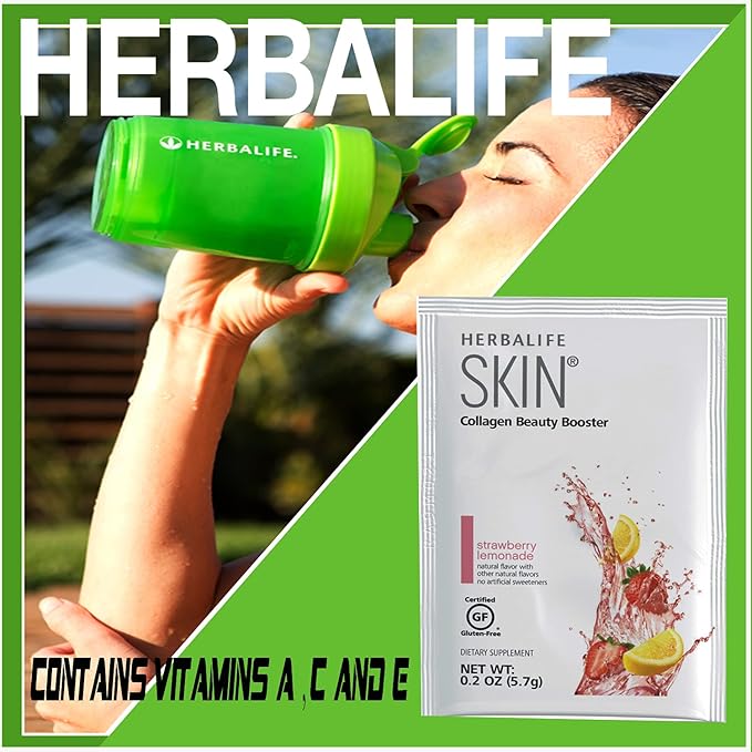 Herbalife Skin Strawberry Lemonade 30 Packets (5.7G) Skin Collagen Beauty Booster: No Artificial Flavor, No Artificial Sweeteners, Gluten-Free
