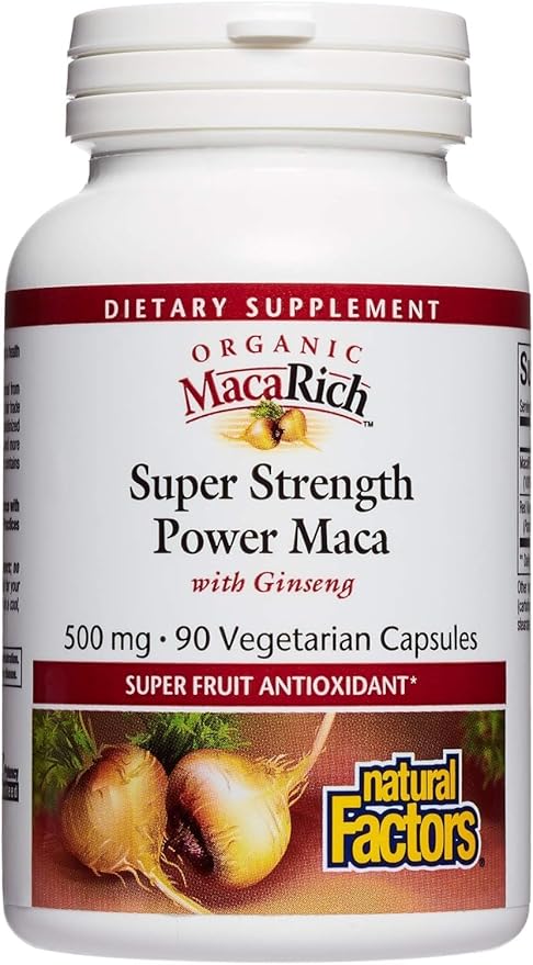 MacaRich by Natural Factors, Super Strength Power Maca, Superfruit Antioxidant Supplement with Ginseng, 90 capsules (90 servings)