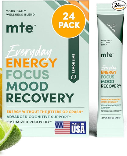 MTE Healthy Energy Drink Powder for Focus & Productivity | No Sucralose | No Caffeine | Nootropic Energy | Adaptogenic