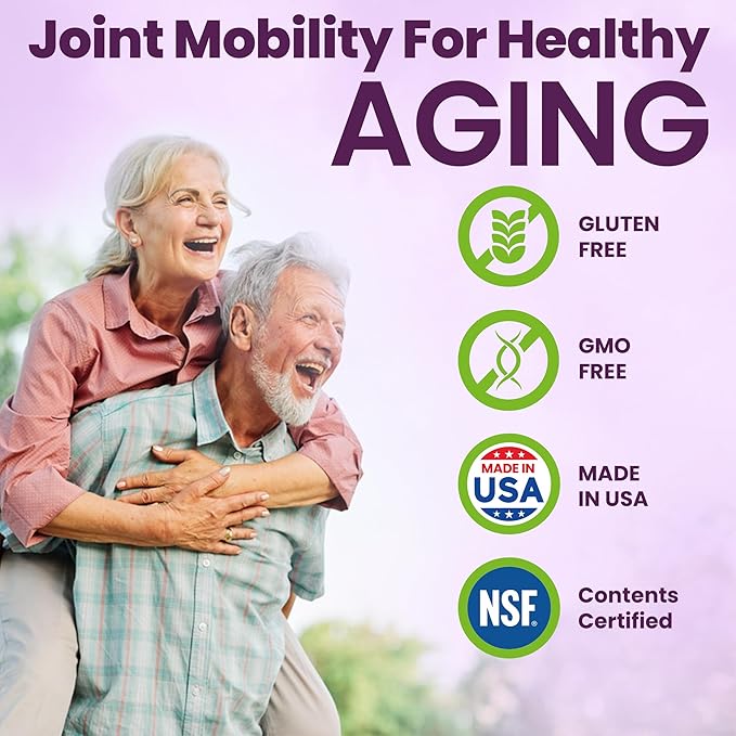 Joint Support Supplement with Glucosamine Chondroitin MSM Turmeric Boswellia - for Men and Women - Promotes Mobility, Flexibility, and Comfort - Made in USA - 90 Capsules