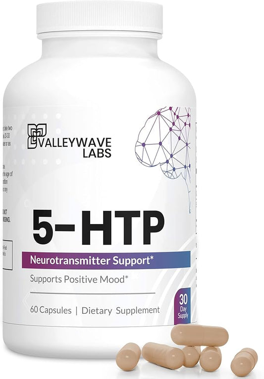 5-HTP - 200mg 5HTP Supplement (5-Hydroxytryptophan) to Support Mood Plus Sleep*, Stress Relief*, 60 Capsules - 30 Day Supply, Made in USA