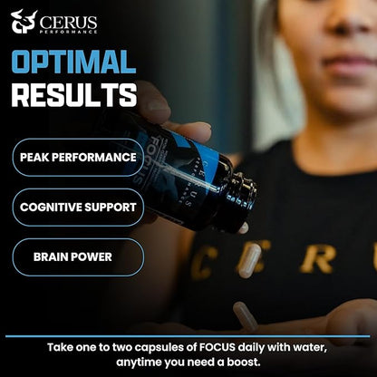 Cerus Performance Focus Nootropic Supplement - Enhances Mental Clarity, Boosts Memory & Cognitive Function, Improves Alertness - Ideal for Athletes & Fitness Enthusiasts - 60 Capsules