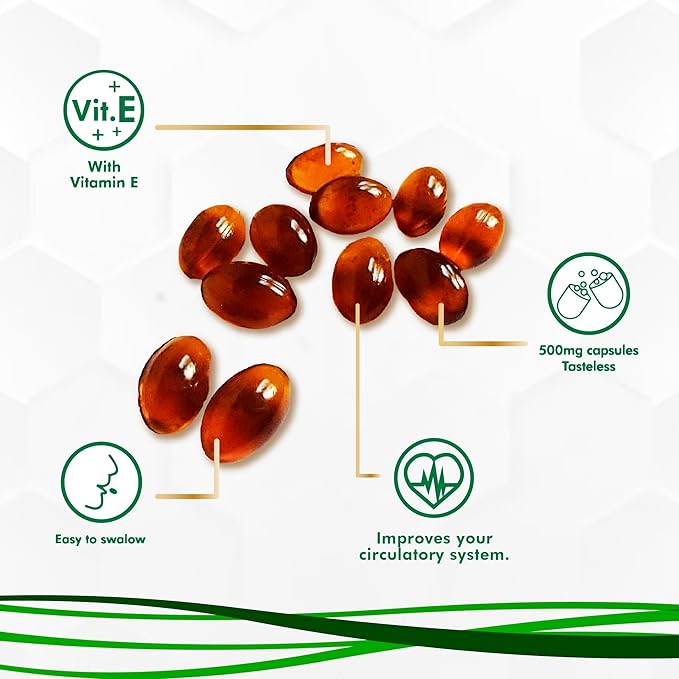 Propolis Health Propolis Capsules 1000mg-Daily with Vitamin E Per 2 Capsules - Brazilian Green Propolis Extract - Immune Booster 50 Days Supply Propolis Capsules (100 Capsules)