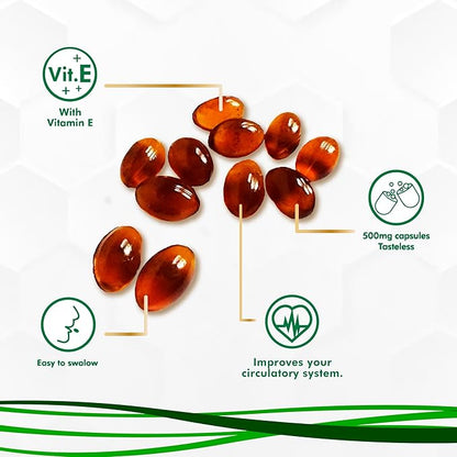 Propolis Health Propolis Capsules 1000mg-Daily with Vitamin E Per 2 Capsules - Brazilian Green Propolis Extract - Immune Booster 50 Days Supply Propolis Capsules (100 Capsules)