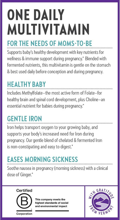 New Chapter Prenatal Vitamins, One Daily Prenatal Multivitamin with Methylfolate + Choline for Healthy Mom & Baby, Gluten Free & Non-GMO, 60 Count