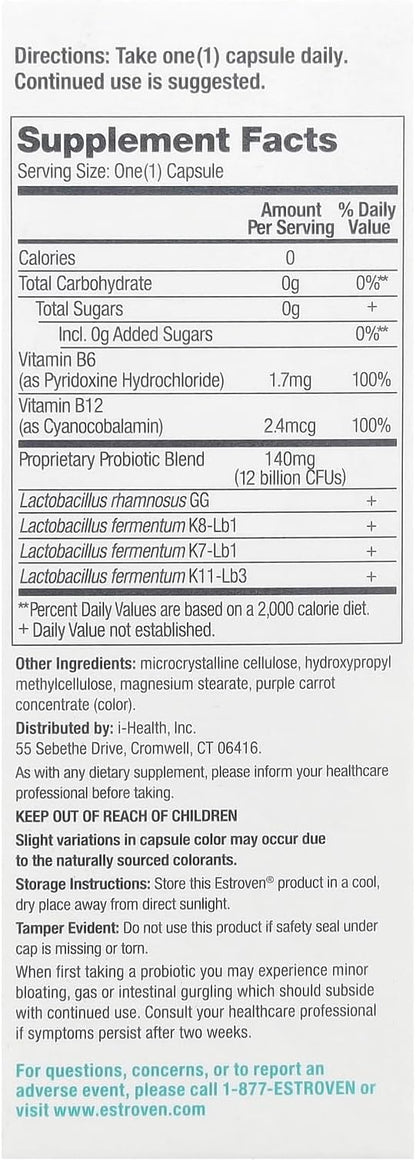 Estroven SlimBiotics, Weight Management Menopause Supplements for Women, 30 Capsules, B Vitamins to Support Metabolic Health, Probiotics for Digestive Health to Provide Gas & Bloating Relief