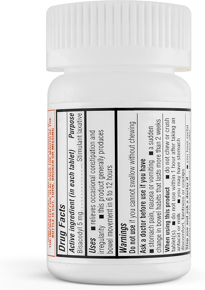 Timely Laxative Bisacodyl 5mg Tablets - Stimulant Laxatives for Constipation Fast Acting & Gentle - Overnight Constipation Relief for Adults - Compare to Active Ingredients in Dulcolax - 100 Tablets