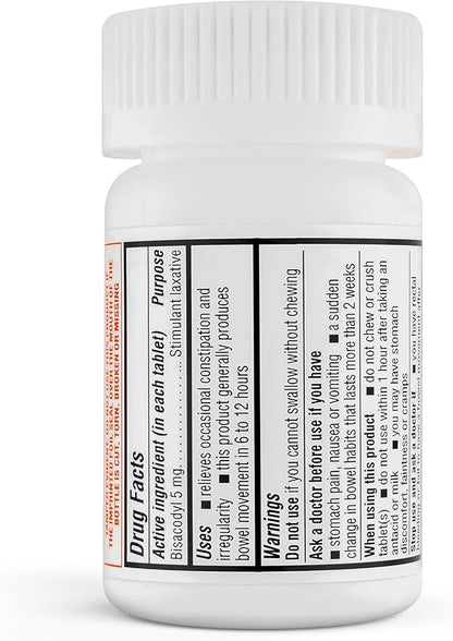 Timely Laxative Bisacodyl 5mg Tablets - Stimulant Laxatives for Constipation Fast Acting & Gentle - Overnight Constipation Relief for Adults - Compare to Active Ingredients in Dulcolax - 100 Tablets