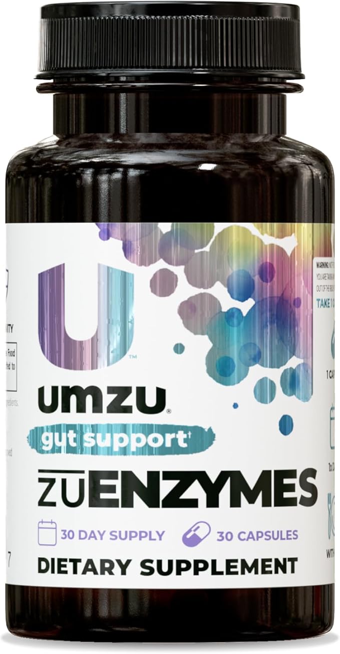 UMZU ZuEnzymes Digestive Enzymes Supplement | 21 Enzymes for Gut Health Support, Digestion & Nutrient Absorption | Helps Break Down Lactose, Carbs, Proteins & Fats (30 Day Supply | 30 Capsules)