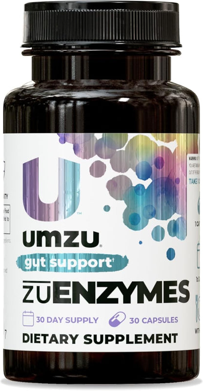 UMZU ZuEnzymes Digestive Enzymes Supplement | 21 Enzymes for Gut Health Support, Digestion & Nutrient Absorption | Helps Break Down Lactose, Carbs, Proteins & Fats (30 Day Supply | 30 Capsules)
