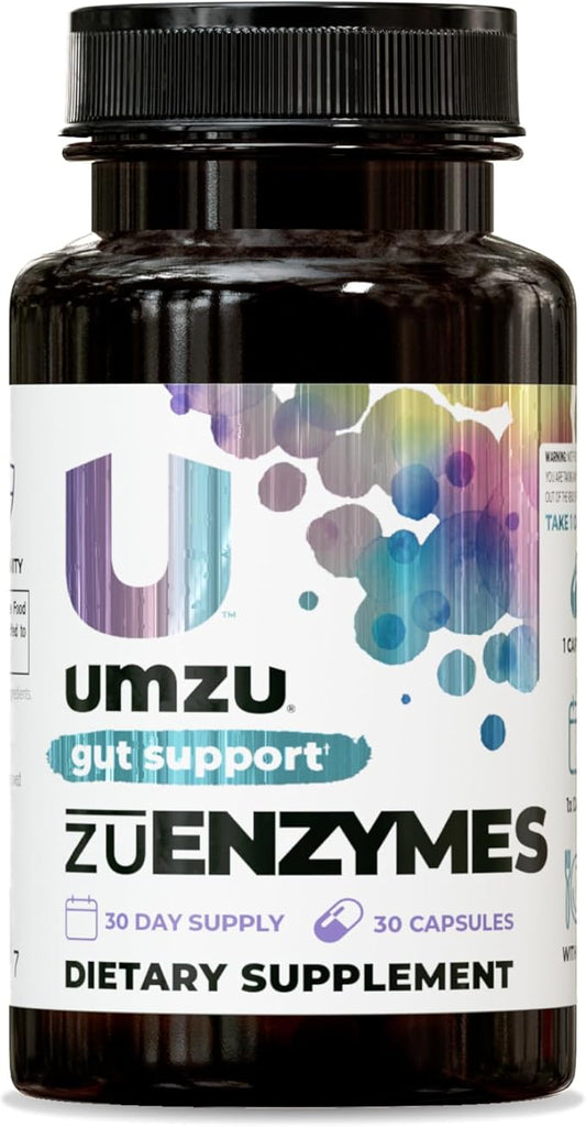 UMZU ZuEnzymes Digestive Enzymes Supplement | 21 Enzymes for Gut Health Support, Digestion & Nutrient Absorption | Helps Break Down Lactose, Carbs, Proteins & Fats (30 Day Supply | 30 Capsules)