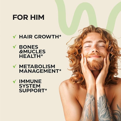 Biotin and Collagen Peptide Gummies for Hair Growth, Skin and Nails - 82000 Mcg per Serving - Biotin Chewables with Keratin Max Strength - Beauty Gummies for Women and Men - Vegan, Sugar Free, Non-GMO