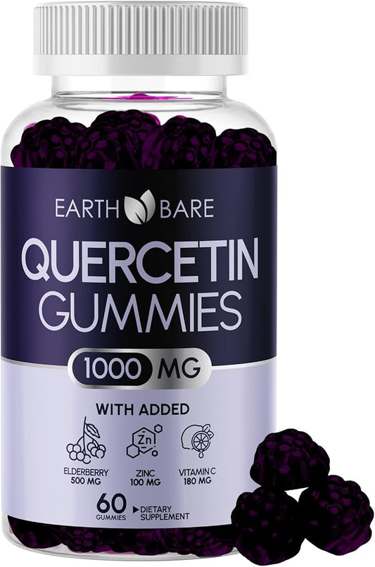 Quercetin Gummies with Elderberry, Vitamin C & Zinc – Vegan, Non-GMO, 60 Gummies
