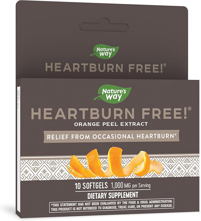 Nature's Way Heartburn Free! Orange Peel Extract Supplement, Occasional Heartburn Relief*, 10 Softgels