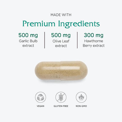 Vitanica VasoBlend - Heart Health Supplement with Folic Acid, Magnesium, CoQ10 & Terminalia Arjuna Bark - Heart Health Supplement - Lady - 90 Vegan Caps