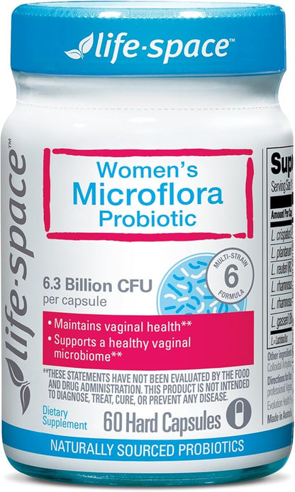 Life-Space Probiotic for Women, Support Healthy Vaginal Microflora & Comfort, BV & VVC Infection Treatment, Urinary Tract Health, Lactobacillus rhamnosus, 6.3 Billion CFU, Multi Strain - 60 Capsules