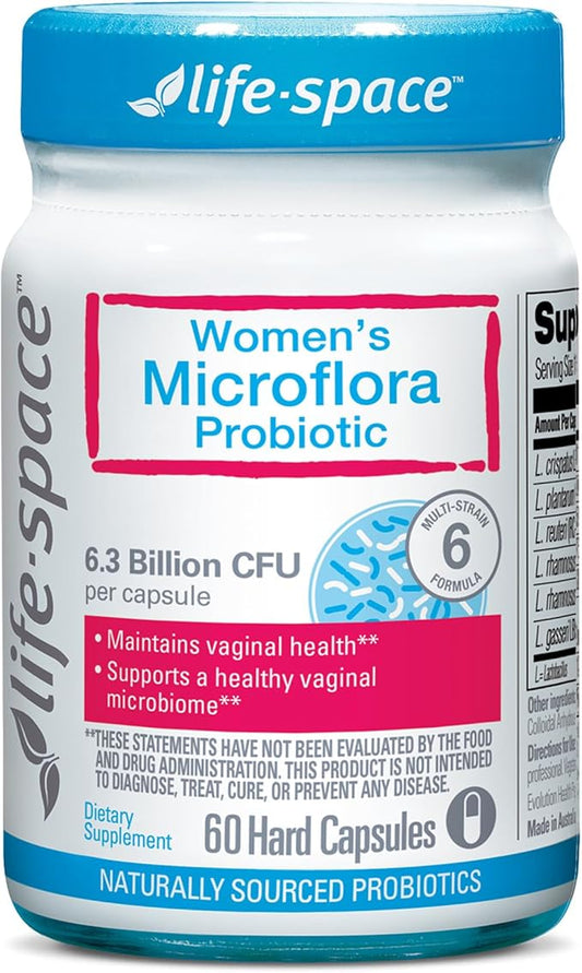 Life-Space Probiotic for Women, Support Healthy Vaginal Microflora & Comfort, BV & VVC Infection Treatment, Urinary Tract Health, Lactobacillus rhamnosus, 6.3 Billion CFU, Multi Strain - 60 Capsules