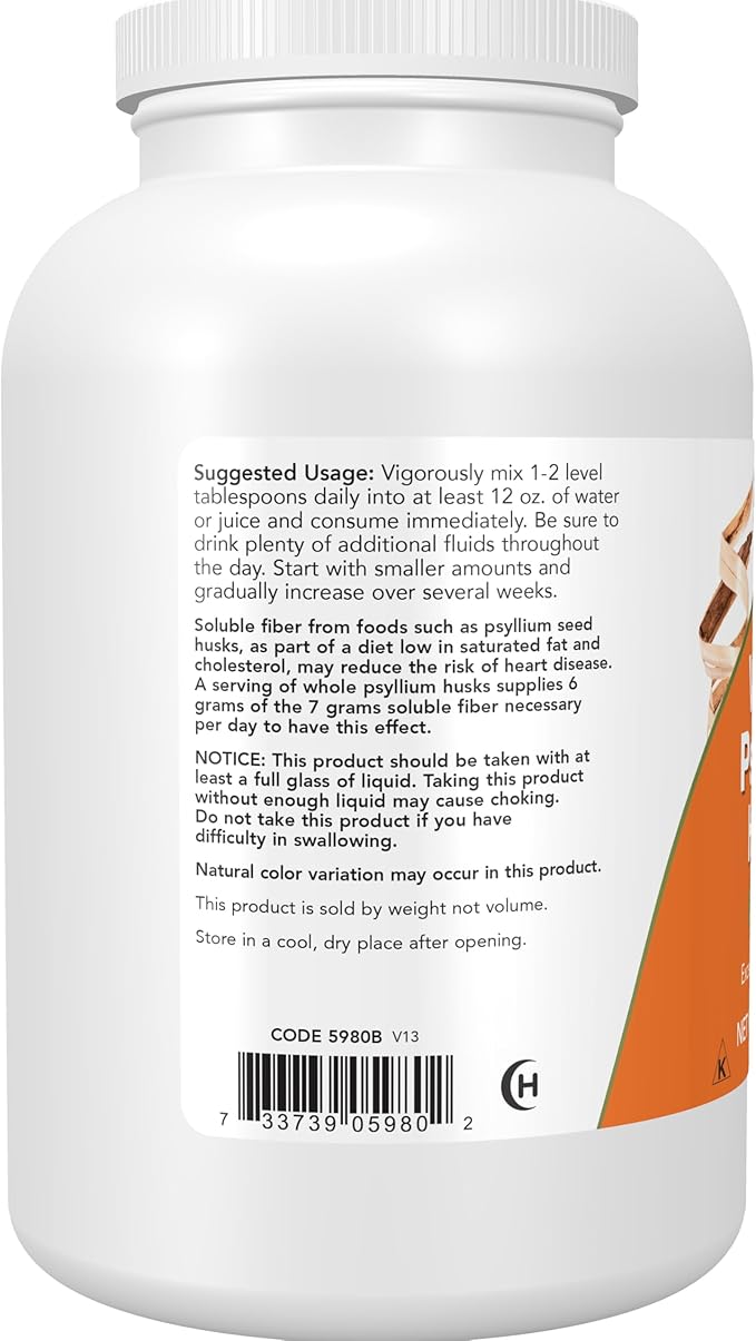 NOW Foods Supplements, Whole Psyllium Husks, Granule, Non-GMO Project Verified, Soluble Fiber, 12-Ounce