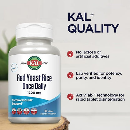 KAL 1200 Mg Red Yeast Rice, 60 Count
