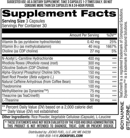 Jocko Fuel Brain Power - Nootropic Dietary Supplements for Memory & Focus wiht L Theanine, L Carnitine- Energy & Focus Supplement (90 Capsules)