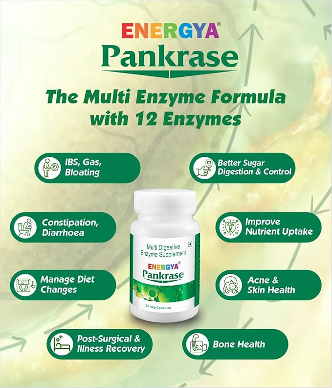 PANKRASE | Physician Trusted 12 Digestive Enzymes for Gas, Bloating, May Help in Digestion of Various Foods & Uptake of Vital nutrients | Hi-Tech Processing to Preserve Enzymes Action