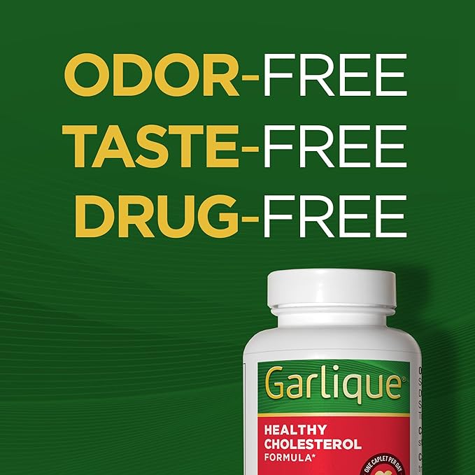 Garlique Garlic Extract Supplement, Healthy Blood Pressure Formula, 1800 mcg allicin, Odorless & Vegan, 60 Caplets