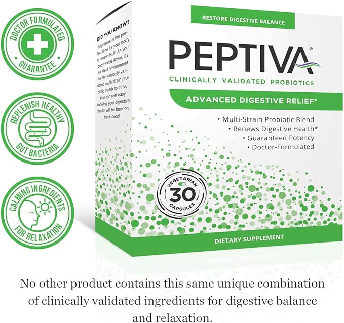 Peptiva Advanced 50 Billion CFU Probiotic - Digestive Relief - Clinically Validated, Premium Probiotic, 30ct