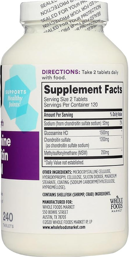 365 by Whole Foods Market, Glucosamine Chondroitin X Strength MSM, 240 Tablets