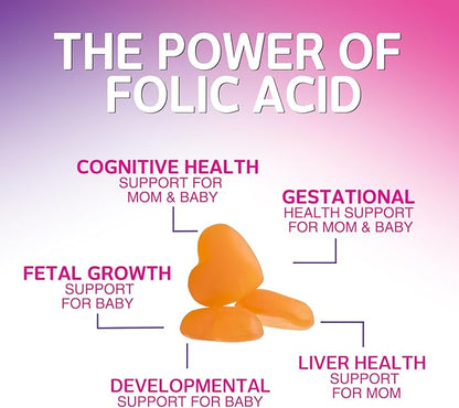 Prenatal Gummy with Folic Acid, Prenatal Vitamins and Minerals for Fetal Support, Vitamin A, C, D3, B12, B6 & Folate, Prenatal Multivitamin for Pregnant & Nursing Women - 60 Gummies, 30 Day Supply