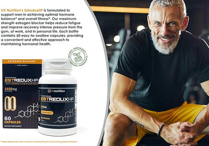 VH Nutrition ESTREDUX HP Estrogen Blocker for Men* | 1450mg of Maximum Strength Hormone Support W/DIM, Tongkat Ali, Ashwagandha | 60 Capsules