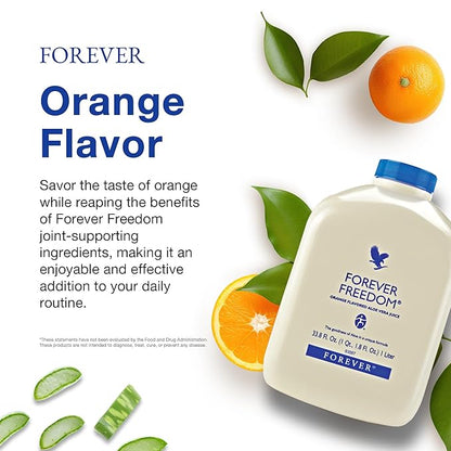 Forever Living - Forever Freedom - Joint Support with Aloe Vera, Glucosamine and Chondroitin - Orange Flavor - Gluten-Free - 33.8 fl oz (2-Pack)