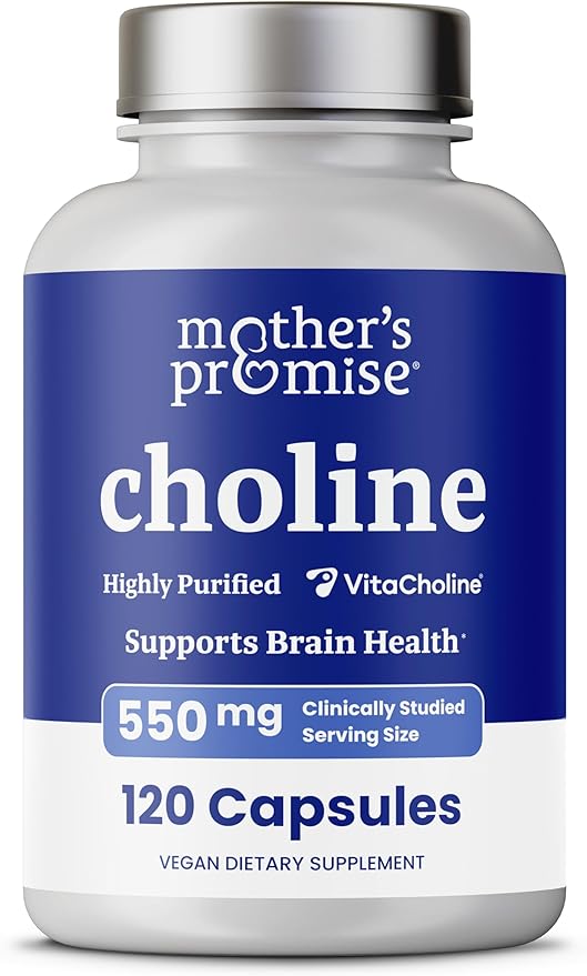 Choline Supplements 550mg | Supports Baby’s Brain Development & Cognitive Function During Pregnancy & Metabolism | Ultra Pure Natal VitaCholine®, Prenatal Choline Bitartrate | 120 Vegan Capsules