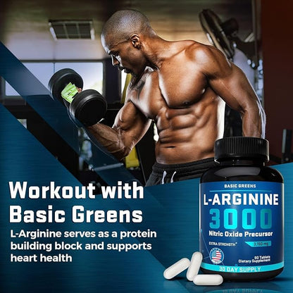 L Arginine 3,150mg (180 Capsules) - L-Arginine Supplement for Men and Women with Nitric Oxide Precursor, LArginine Supplement