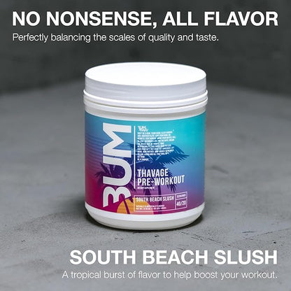 RAW Preworkout Powder, Thavage (South Beach Slush) - Chris Bumstead Sports Nutrition Supplement for Men & Women - Cbum Pre Workout for Working Out, Hydration, Mental Focus & Energy - 40 Servings