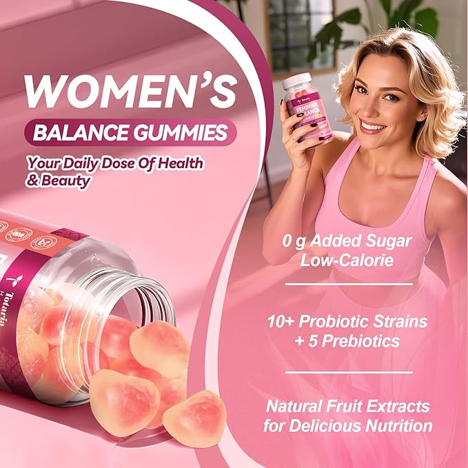 (Pack of 2 Premium Feminine Balance Gummies Sugar Free Multivitamin Gummies for Women 60 Count