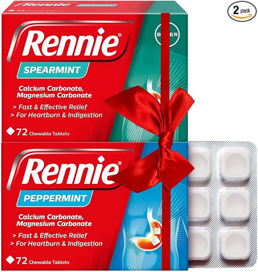 Peppermint and Spearmint Chewable Tablets Bundle [2 Pack], Providing 72 Chewable Tablets per Pack (Total 144 Tablets)