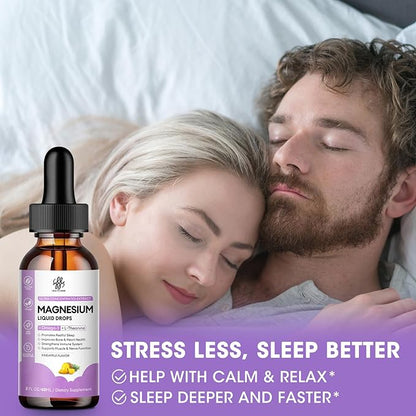 (2 Pack) Magnesium Glycinate Liquid Drop with Citrate, Oxide and Taurate, Calm Magnesium with Omega3, L-Theanine, D3, B6, B12 for Calm, Sleep, Leg Cramps, Muscles, Energy, Sugar-Freek Pineapple Flavor