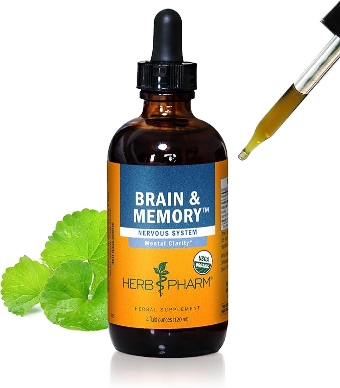 Herb Pharm Brain and Memory Liquid Herbal Formula with Ginkgo for Memory and Concentration, 4 Fl Oz