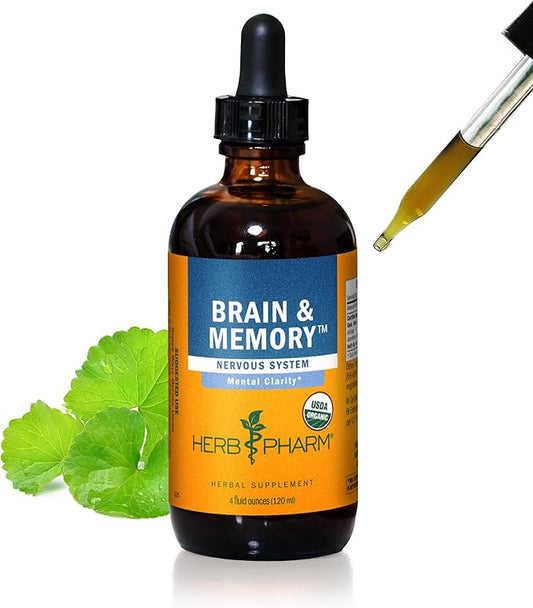 Herb Pharm Brain and Memory Liquid Herbal Formula with Ginkgo for Memory and Concentration, 4 Fl Oz