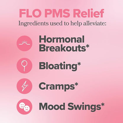 O Positiv FLO PMS Vitamins for Women, 30 Servings (Pack of 2) - Proactive PMS Relief - Targets Hormonal Breakouts, Bloating, Cramps, & Mood Swings with Chasteberry, Vitamin B6, & Lemon Balm