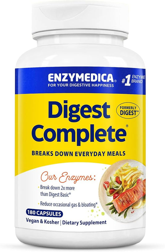 Enzymedica Digest, Full-Range, Everyday Digestive Enzymes, Offers Fast-Acting Gas & Bloating Relief, 180 Count