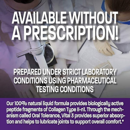 Vital 3 Joint Solution Clinically Proven Liquid Knee Relief Supplement Biologically Active Fragments of Collagen Type II-n1 Supports Joint Flexibility and Mobility