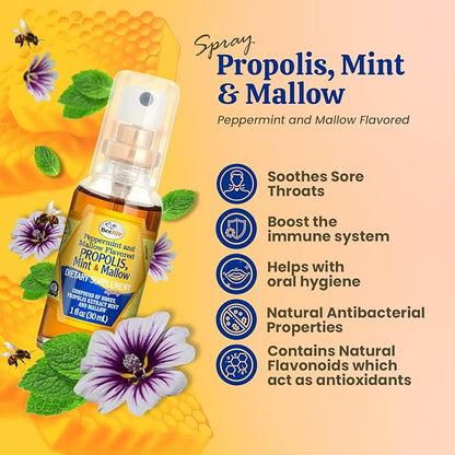 Beelife Propolis Throat Spray – Soothing Honey, Mint & Malva Propolis Spray - Natural Immune Support & Sore Throat Relief - Bee Propolis – Antioxidants, Flavonoids & Artepillin C, Gluten-Free - 3-Pack