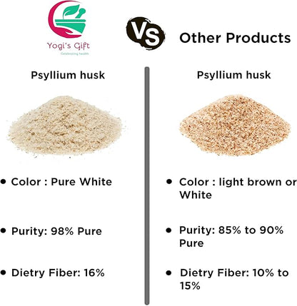 Psyllium Husk Whole 8 oz | 98% Purity | Soluble Fiber Supplement | Keto Friendly | Use in Smoothies, Cooking and Baking | Unflavored, Fine Ground, 100% Natural, Non GMO | by Yogi's Gift®