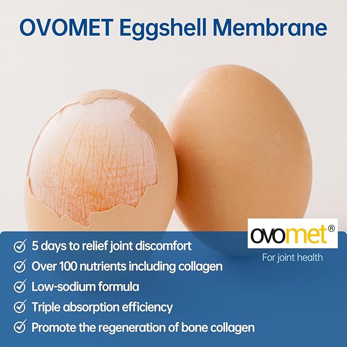 Low-Purine OVOMET Eggshell Membrane Glucosamine Chondroitin Sulfate MSM Boswellia Joint Supplement - Supports Mobility Comfort Strength Flexibility & Bone - Made in Germany - 60 Days Supply