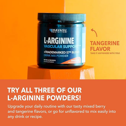 L-Arginine Powder - Nitric Oxide Supplement for Men and Women with L-Citrulline and Beet Root - Pre and Post Workout Support for Endurance and Recovery - Tangerine Flavor, 1 Month Supply (30 Scoops)